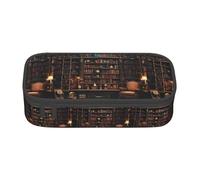 ZXERTG Trousse à crayons multifonction en tissu Oxford avec imprimé bibliothèque, parfaite pour le bureau et les voyages, Noir , Taille unique, Trousse de maquillage