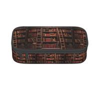 ZXERTG Trousse à crayons multifonction en tissu Oxford avec imprimé bibliothèque, parfaite pour le bureau et les voyages, Noir , Taille unique, Trousse de maquillage