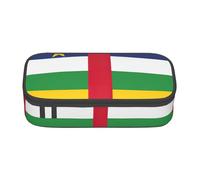 ZXERTG Trousse à crayons multifonction en tissu Oxford avec imprimé drapeau de l'Afrique centrale, parfaite pour le bureau et les voyages, Noir , Taille unique, Trousse de maquillage