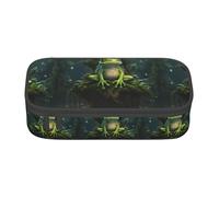 ZXERTG Trousse à crayons multifonction en tissu Oxford avec motif grenouille de la paix, parfaite pour le bureau et les voyages, Noir , Taille unique, Trousse de maquillage