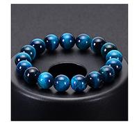 ZXF Bangle Perles 6mm 8mm 10mm Lake Blue Tiger Eyes Beads Bracelet Hommes Naturel Stone Brazlet pour Homme à la Main Bijoux Occasionnels (Color : 10mm, Size : 19cm)