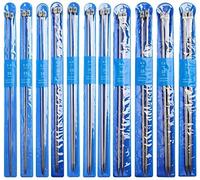 ZXF Lot de 11 paires d'aiguilles à tricoter de 36 cm en acier inoxydable avec étui de rangement 2 mm, 2,5 mm, 3 mm, 3,5 mm, 4 mm, 4,5 mm, 5 mm, 5,5 mm, 6 mm, 7 mm, 8 mm