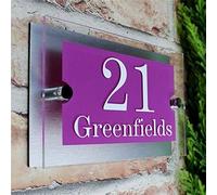 ZXF Numéro Maison Personnaliser Maison CONTEMPORAINE Signe Porte Plaque NUMÉRO Rue DE Verre Effet NOM Acrylique #z999 (Color : Lila, Size : 140x200mm)