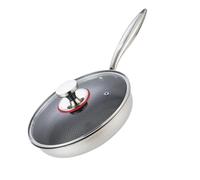 Zxfdsfdbnm 304 Poêle à frire antiadhésive non ternie avec structure cellulaire et couvercle transparent pour introduction d'air Répartition homogène de la chaleur