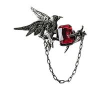 Zxfdsfdbnm Bagues corbeau avec pierres précieuses rouges en alliage de zinc, design ouvert, accessoire réglable pour occasions spéciales ou cadeaux, cerceau en pour