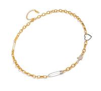 Zxfdsfdbnm Collier en forme d'étoile à cinq branches avec pendentif en forme de cœur et chaîne de clavicule en acier inoxydable