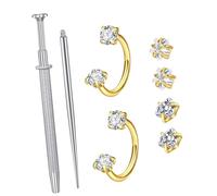 Zxfdsfdbnm Lot complet de 8 piercings de nez avec anneaux en acier inoxydable et outils d'insertion pratiques pour débutants