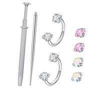 Zxfdsfdbnm Lot complet de 8 piercings de nez avec anneaux en acier inoxydable et outils d'insertion pratiques pour débutants