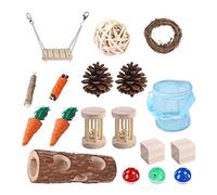 Zxfdsfdbnm Lot de 20 jouets à mâcher en bois pour petits animaux - Rouleaux de nettoyage des dents - Bâtonnets - Branches - Balançoire tubulaire pour lapins et hamsters