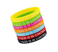 Zxfdsfdbnm Lot de 7 bracelets en caoutchouc avec inscription « God is in Control » - Messages positifs - Design pour un accord d'équipe