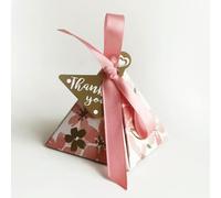 ZXFLOOR 25/50pcs boîte à Bonbons de Mariage Rose Fleur de Cerisier Pyramide boîte à Bonbons de Mariage Triangle boîte à dragées fête d'anniversaire de la Saint-Valentin