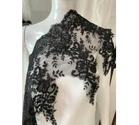 Garniture en dentelle brodée de fleurs, 2 Yards, ivoire, blanc, noir en dentelle à cordon, garniture en dentelle pour couture de robe