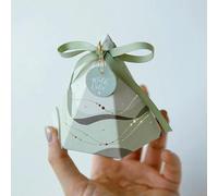 ZXFLOOR Lot de 50 boîtes à Bonbons en Forme de cône et de Pyramide, Emballage en Papier, boîtes à dragées pour Chocolat, Cadeaux de Mariage, Fournitures de fête prénatale avec Ruban