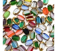ZXFLOOR Lot de 96 Perles ovales en Verre de 6 mm, plaquées Or, Cristal, pour Bricolage, Bracelets, Colliers, Accessoires