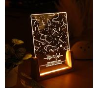 ZXH Carte De Constellation Personnalisée,Carte des étoiles Personnalisée par Date,Veilleuses Lampe Personnalisée avec Prenom,Cadre Photo,Cadeau Couple Personnalisé,Cadeau Anniversaire (153x203x5mm)