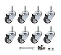 ZXHAO Lot de 8 roulettes pivotantes de 2,5 cm pour petit chariot de courses, sans bruit, TPE M6 x 15 mm, capacité de charge de 64 kg