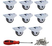 ZXHAO Lot de 8 roulettes rigides fixes non pivotantes de 2,5 cm avec plaque supérieure en métal - Roues en TPE sans bruit pour meubles, capacité totale de 141