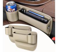 ZXHHXEB Boîte Rangement Siège Écart Voiture pour BMW 3er M3 E90 E91 E92 E93 F30 F31 F34 F35 F80 G20 G21 M3 Stockage d'écart Seat Gap Organisateur Remplissage Remplisseur,2 Pack Beige