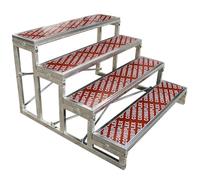 ZXHKZDX 1/2/3/4 Niveaux Estrade Chorale pour École Église Droite Photo Concert Mariage, Antidérapant Métal Debout Escalier pour Chorales, Détachable Plateforme De Scène(with Letters,4 Tiers)