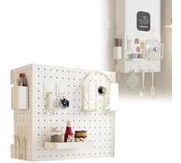 ZXHKZDX Chauffe-Eau Étagères Utilitaires avec Crochets en L/U, Fixation Murale Organiseurs Muraux Panneaux Perforés, Acier Inoxydable Panneaux Perforés avec Rangement Boîte(35X30X15CM)