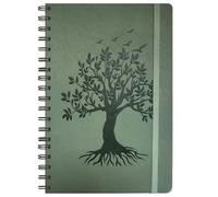 ZXHQ Carnet Spiralé A5 avec Couverture Arbre de Vie en Relief, Reliure Double Spirale, 176 Pages, Papier Épais 120 g/m² - Carnet Ouverture à Plat pour Écriture, Notes et Organisation - Vert sauge