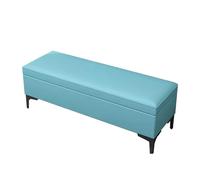 zxhrybh Banc de Rangement en Simili Cuir, Pouf Rangement Rembourré Extra Long, avec Grand Espace de Rangement Banc D'entrée, pour Le Salon, L'entrée(Cyan Blue,51.1in/130cm)