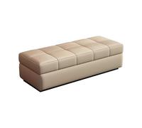 zxhrybh Coffre de Rangement pour Coucher, Pouf Rangement Rectangulaire, Banc D'entrée Rembourré avec Couvercle, Pouf Coffre pour Chaussures, Salon, pour Chambre à Coucher(Khaki,47.2in/120cm)