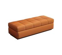 zxhrybh Coffre de Rangement pour Coucher, Pouf Rangement Rectangulaire, Banc D'entrée Rembourré avec Couvercle, Pouf Coffre pour Chaussures, Salon, pour Chambre à Coucher(Orange,55.1in/140cm)