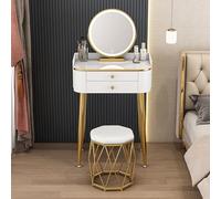 zxhrybh Coiffeuse avec Miroir, Table de Maquillage avec Rangement, Meuble Coiffeuse pour Chambre à Coucher (avec Miroir et Tabouret)(White+Bird's Nest Stool,15.7in/40cm)
