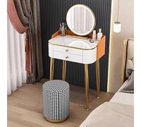 zxhrybh Coiffeuse avec Miroir, Table de Maquillage avec Rangement, Meuble Coiffeuse pour Chambre à Coucher (avec Miroir et Tabouret)(Orange+Round Stool,15.7in/40cm)