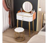 zxhrybh Coiffeuse avec Miroir, Table de Maquillage avec Rangement, Meuble Coiffeuse pour Chambre à Coucher (avec Miroir et Tabouret)(Orange+Bird's Nest Stool,15.7in/40cm)