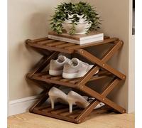 zxhrybh Étagère Chaussures Bambou Pliable, Rangement Chaussure Vertical sans Montage, Rangement pour Entrée, Placard, Salon, Chambre, Salle de Bain(Brown,14.5in/37cm)