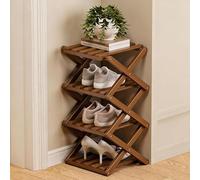 zxhrybh Étagère Chaussures Bambou Pliable, Rangement Chaussure Vertical sans Montage, Rangement pour Entrée, Placard, Salon, Chambre, Salle de Bain(Brown,21.4in/54.5cm)