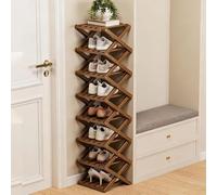 zxhrybh Étagère Chaussures Bambou Pliable, Rangement Chaussure Vertical sans Montage, Rangement pour Entrée, Placard, Salon, Chambre, Salle de Bain(Brown,49in/124.5cm)