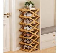 zxhrybh Étagère Chaussures Bambou Pliable, Rangement Chaussure Vertical sans Montage, Rangement pour Entrée, Placard, Salon, Chambre, Salle de Bain(Natural,42.1in/107cm)