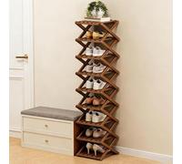 zxhrybh Étagère Chaussures Bambou Pliable, Rangement Chaussure Vertical sans Montage, Rangement pour Entrée, Placard, Salon, Chambre, Salle de Bain(Brown,55.9in/142cm)