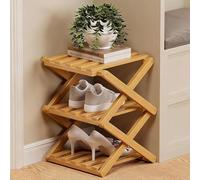 zxhrybh Étagère Chaussures Bambou Pliable, Rangement Chaussure Vertical sans Montage, Rangement pour Entrée, Placard, Salon, Chambre, Salle de Bain(Natural,14.5in/37cm)