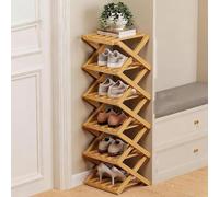 zxhrybh Étagère Chaussures Bambou Pliable, Rangement Chaussure Vertical sans Montage, Rangement pour Entrée, Placard, Salon, Chambre, Salle de Bain(Natural,35.2in/89.5cm)