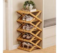 zxhrybh Étagère Chaussures Bambou Pliable, Rangement Chaussure Vertical sans Montage, Rangement pour Entrée, Placard, Salon, Chambre, Salle de Bain(Natural,28.3in/72cm)