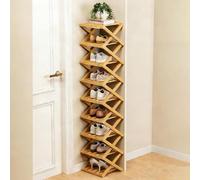 zxhrybh Étagère Chaussures Bambou Pliable, Rangement Chaussure Vertical sans Montage, Rangement pour Entrée, Placard, Salon, Chambre, Salle de Bain(Natural,55.9in/142cm)