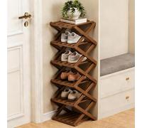 zxhrybh Étagère Chaussures Bambou Pliable, Rangement Chaussure Vertical sans Montage, Rangement pour Entrée, Placard, Salon, Chambre, Salle de Bain(Brown,35.2in/89.5cm)