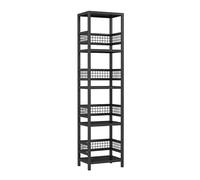 zxhrybh Etagere Livre d'angle, Bibliothèque Haute et Etroite, Bibliotheque de Rangement, Rangement Livre Ouverte, pour Petits Espaces, Salon, Salle de Bain(Black,51.1in/130cm)
