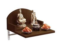 zxhrybh Étagère Murale en Bois Massif pour Autel Bouddhiste, Table D'autel avec Support Métallique, Autel Domestique pour Guanyin et Dieu de la Richesse(Brown,X-Large)