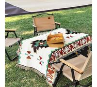 zxhrybh Nappe Extensible de Pique-Nique Épaisse, Tapis de Plage Portable et Résistant au Sable, Grande Nappe Table Pliable, Magnifique Tissage Imprimé pour Tente de Voyage(White,160x220cm)