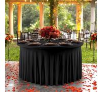 zxhrybh Nappe Ronde en Spandex avec Jupe à Volants, Housse de Table Ajustée sans Plis pour Mariage, Anniversaire ou Banquet(Black,48in/122cm)