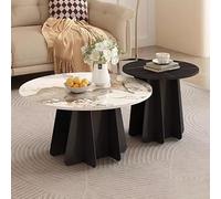 zxhrybh Table Basse pour Salon, Table Basse Gigogne Ronde Ensemble de 2, avec Base en Métal Table D'appoint, pour Salon, Chambre à Coucher, Table Centrale(B,35.4in/90cm)