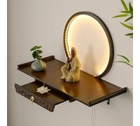 zxhrybh Table d'Autel Bouddhiste en Bambou avec Tiroir et Plateau Coulissant, Autel Spirituel pour Prières à Domicile, Ambiance Zen et Apaisante(Brown,15.7in/40cm)