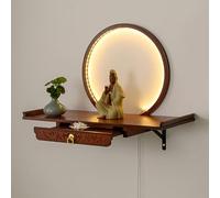 zxhrybh Table d'Autel Bouddhiste en Bambou avec Tiroir et Plateau Coulissant, Autel Spirituel pour Prières à Domicile, Ambiance Zen et Apaisante(Red,15.7in/40cm)