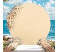 zxhrybh Toile de Fond Ronde en Polyester Infroissable, 183-230 cm, pour Mariage, Anniversaire, Une Fête Prénatale ou Événement(Beige,7.2ft/220cm)