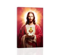 ZXHYWYM Toile murale chrétienne Sacré-Cœur de Jésus Peinture de Dieu religieux Foi Impression pour Salon Chambre Décor Cadre (30,00 x 45,00 cm)